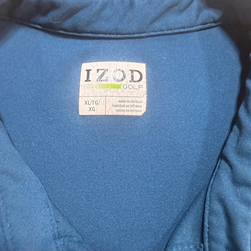 IZOD Golf Polo Shirt Mens XL Blue Short Sleeve Diagonal Stripe Performance - Picture 8 of 8
